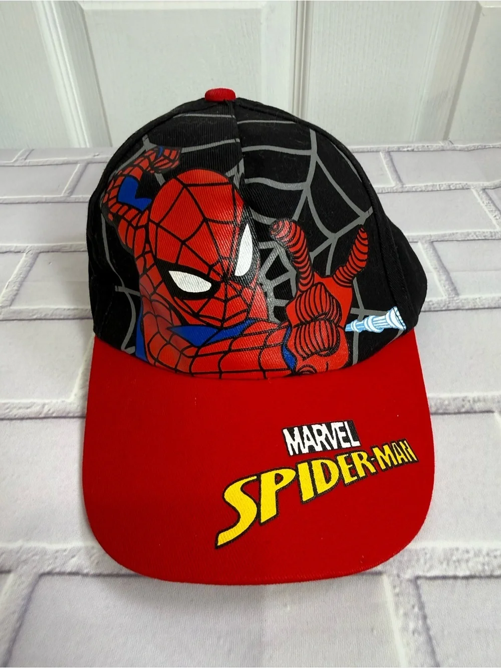 Marvel Spider-Man Boys Baseball Cap Hat Red Black Adjustable Kids